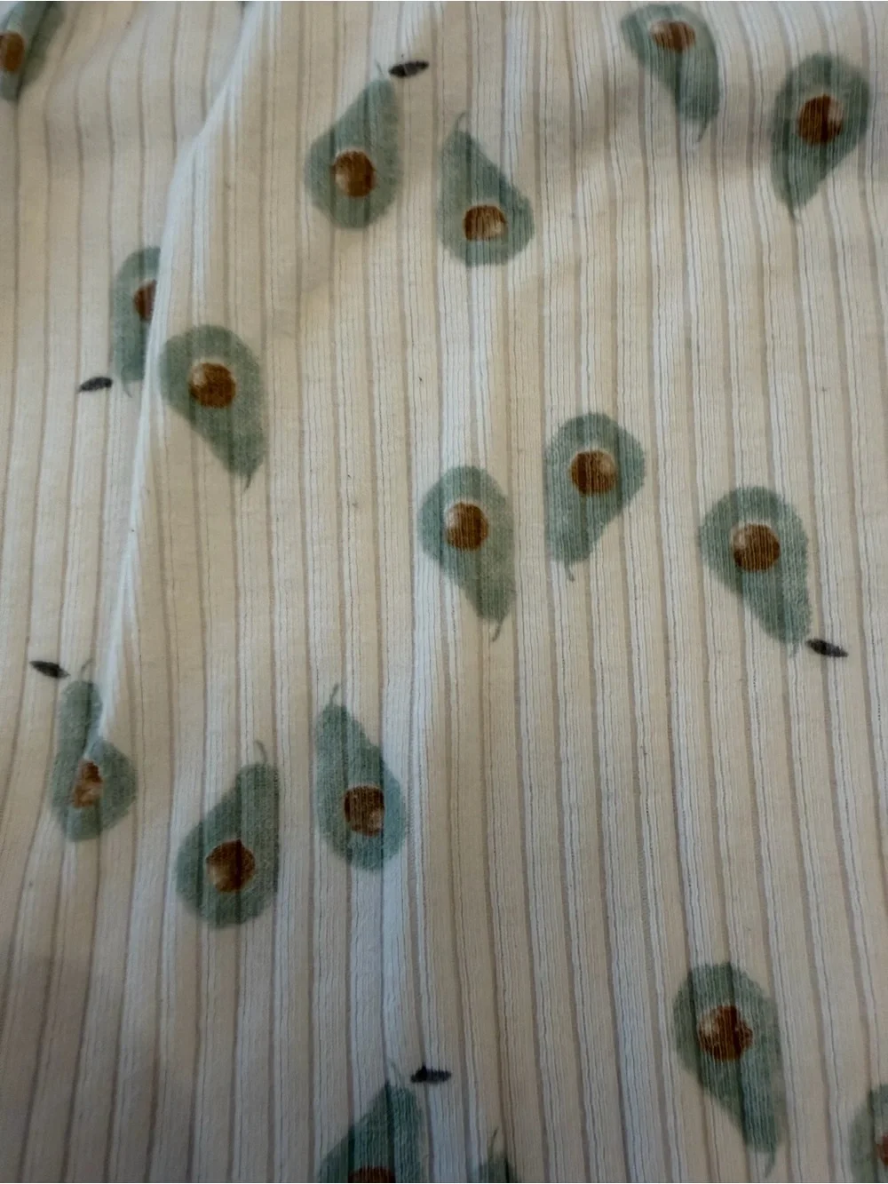 Cream Ribbed Baby Gown with Avocado Print - Newborn